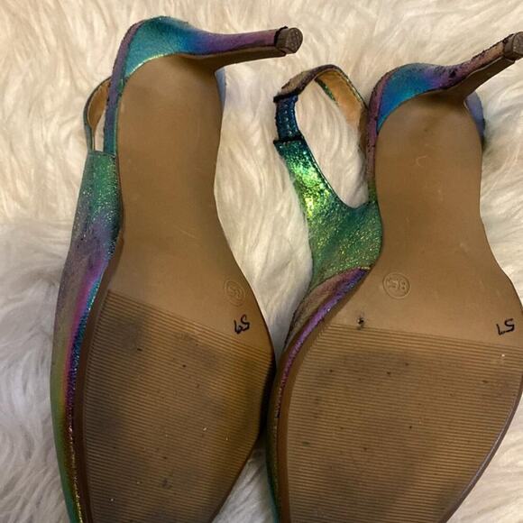 MATERIAL GIRL Darcie Slip-On Sandals with Iridescent Elastic Padding and Purple - Picture 7 of 9